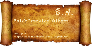 Balázsovics Albert névjegykártya