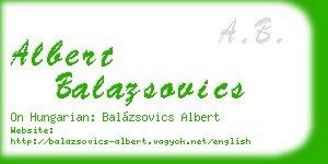 albert balazsovics business card