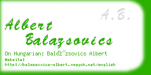 albert balazsovics business card